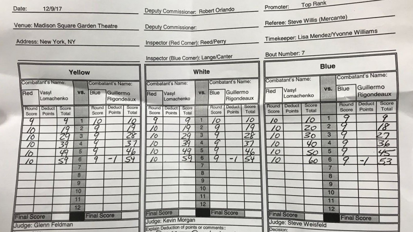 Кадр дня: судейские записки боя Ломаченко-Ригондо