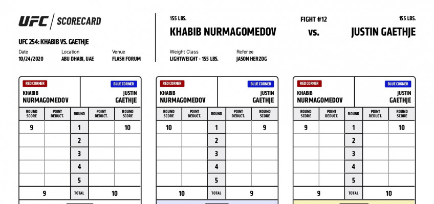 Двое судей отдали Гэтжи победу в первом раунде над  Нурмагомедовым